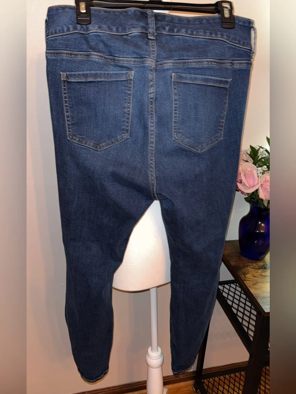 torrid Distressed Skinny Jeans in Dark Blue Wash - Picture 2 of 3